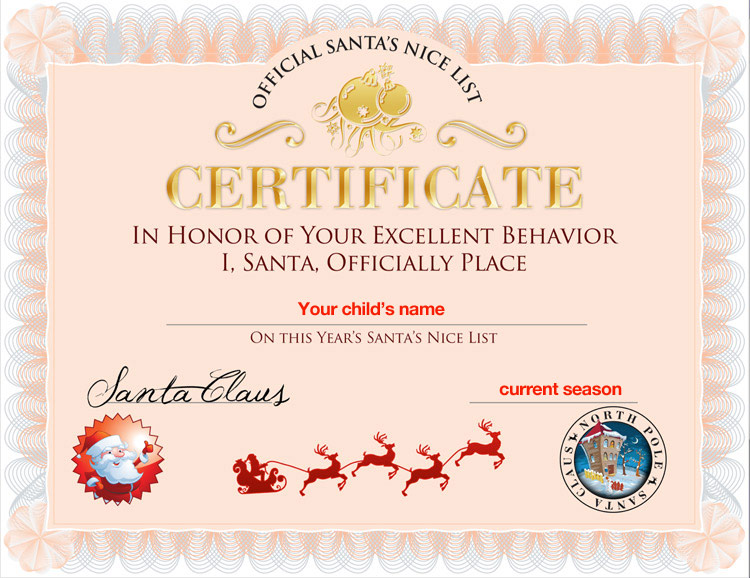 Printable Santa Certificates